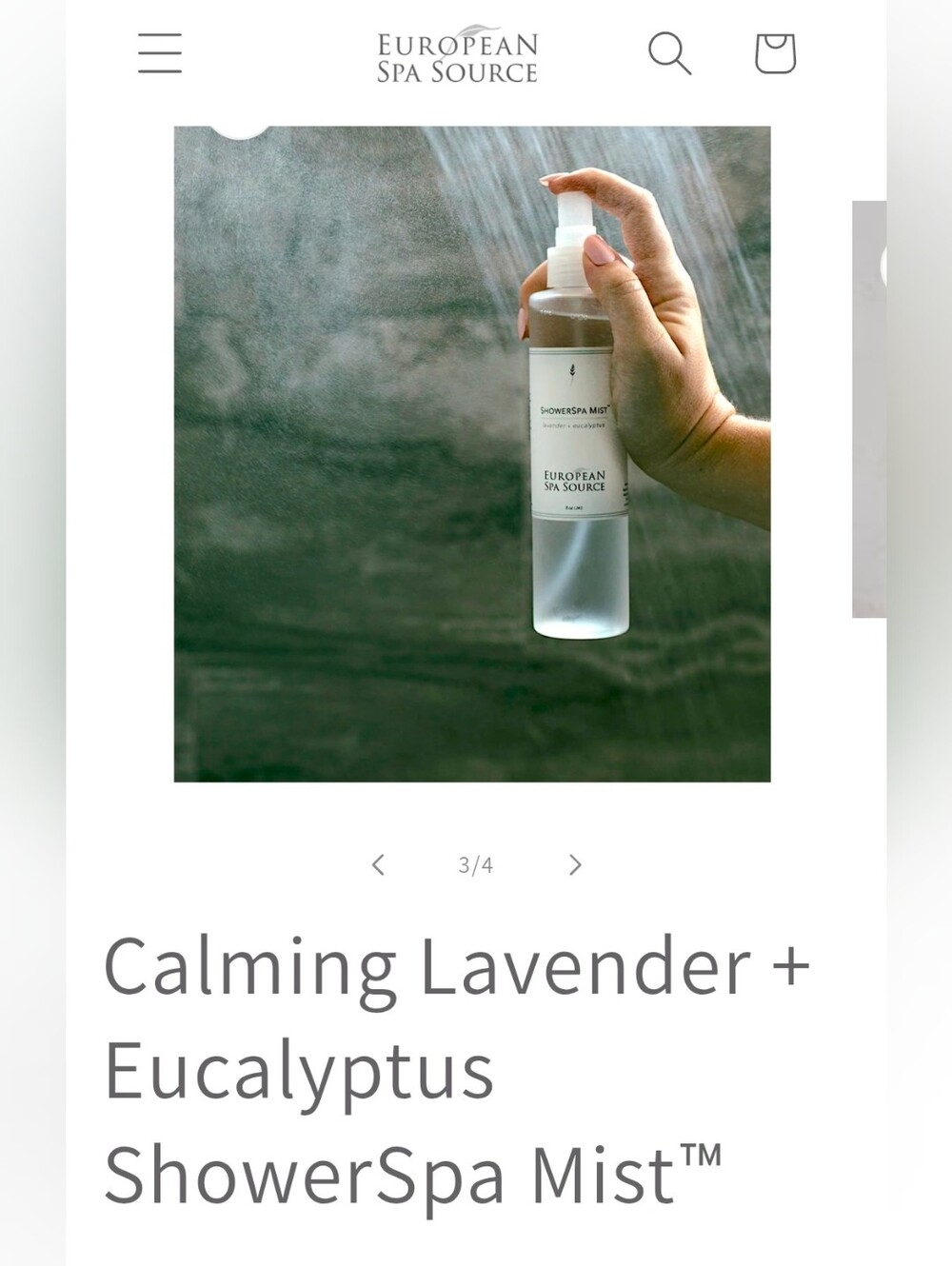 European Spa Source Shower Spa Mist - Lavender + Eucalyptus (Set) 8oz & 4oz - Picture 2 of 2